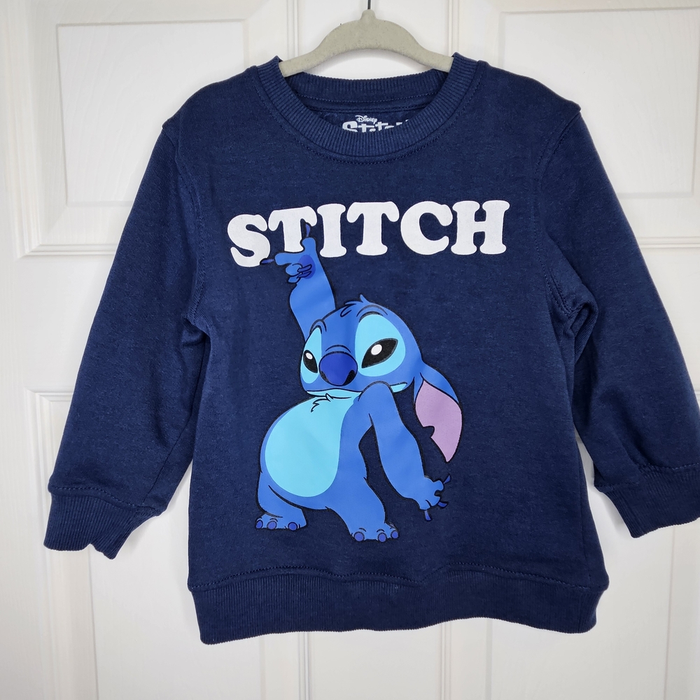 Disney Boys Stitch Graphic Sweatshirt Crewneck Navy Blue Size 4T Lilo & Stitch